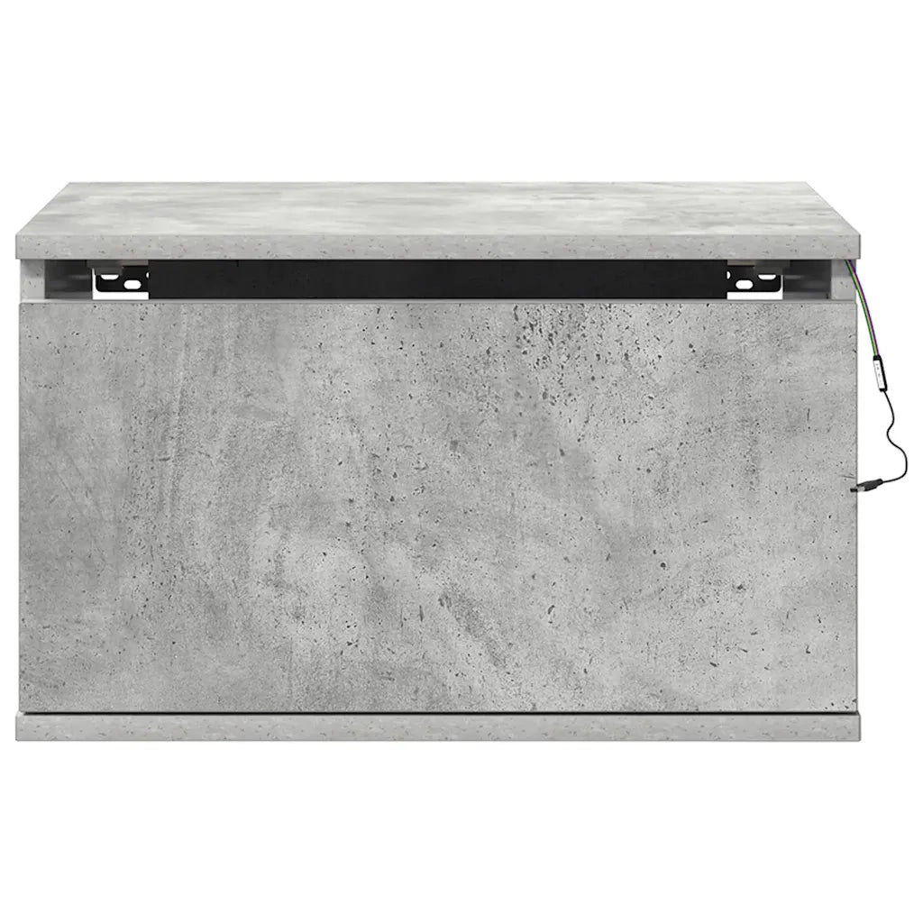 Comodini a Parete con Luci LED 2 pz-Set di 2 Tavolino da notte Grigio Cemento 739597