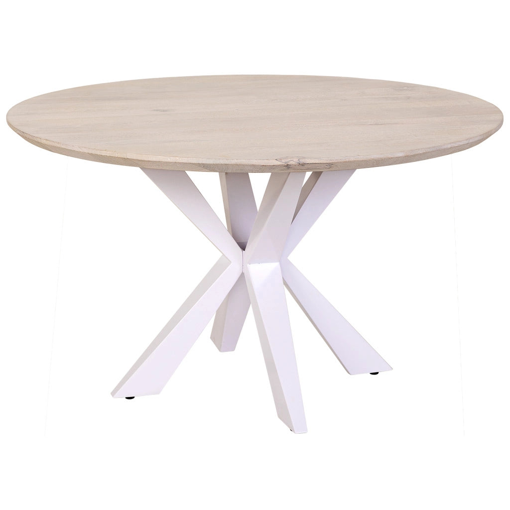 Tavolo da pranzo in legno bianco 130x130x77h cm