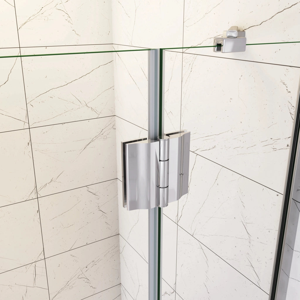 100x190 cm Porta Doccia Per Nicchia Apertura Battente in Vetro 8 mm Temperato Trasparente Anticalcare e Maniglione Porta Asciugamani Barra Stabilizzatrice