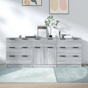 Credenze 3 pz Grigio Sonoma in Legno Multistrato 3115802