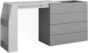 Tavolo per l'artigianato Iva, Grigio, 95.5 x 80 cm pieghevole, 4 cassetti, estendibile per ampliare la superficie di lavoro