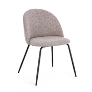 Set di 4 Sedie Imbottite in Tessuto Bouclé con Gambe in Acciaio Nero - GABRI