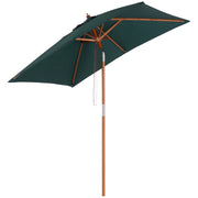 Parasole pieghevole 200x150 cm struttura in legno di abete regolabile su 3 stadi colore verde per terrazza e giardino