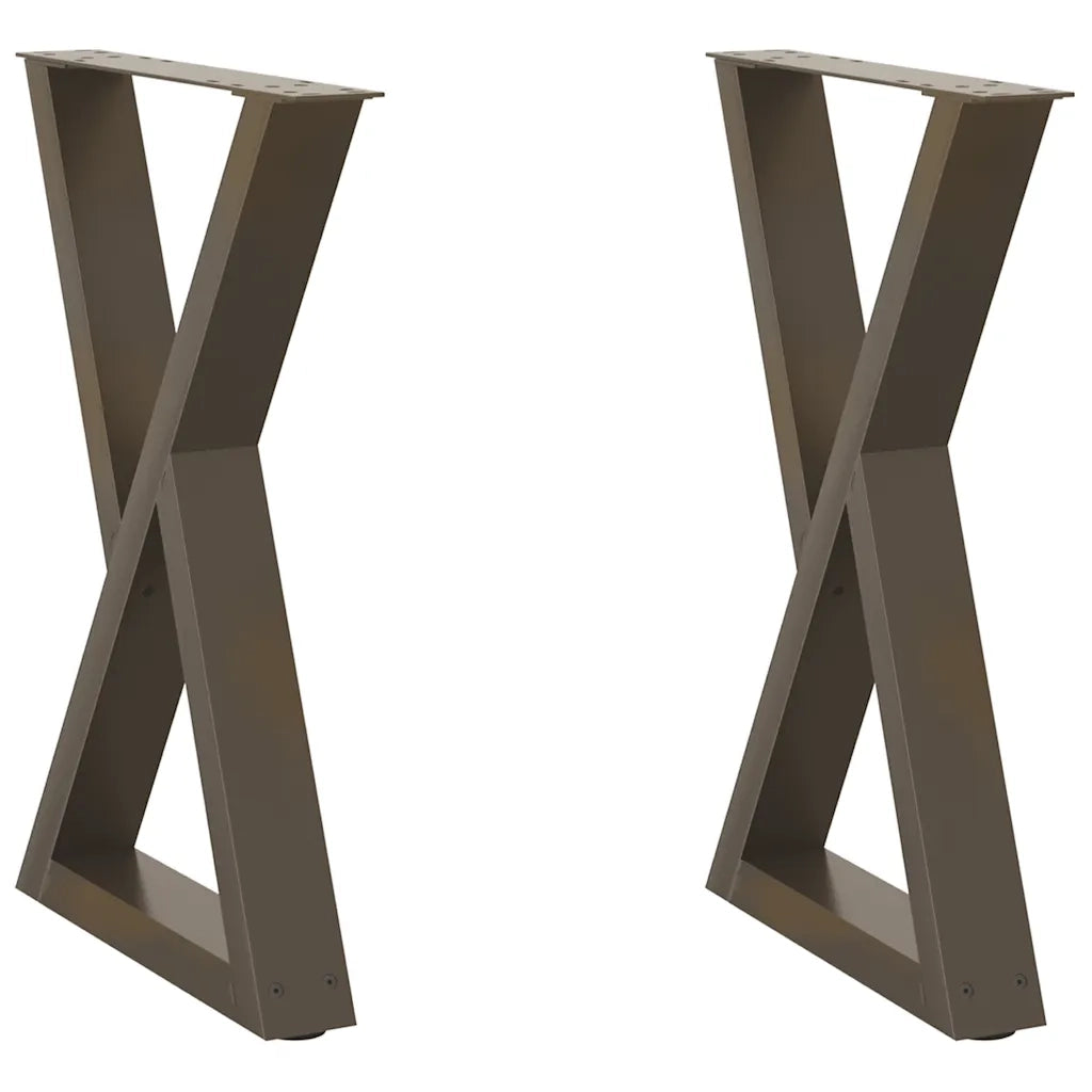 Gambe per tavolo da pranzo 2 pz in acciaio naturale 60x(72-73,3) cm
