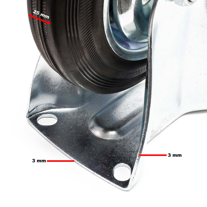 Set rotelle da trasporto 200 mm 2 ruote piroettanti con freno 2 fisse, nucleo in metallo, 150 kg a ruota