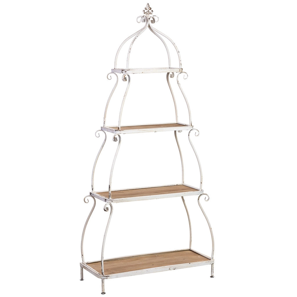 Scaffalatura in legno e metallo a 4 ripiani, marrone, 80,5x35,5x173h