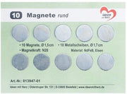 Mini Magnetroni Sferici | 10 pezzi | Piccoli magneti piani per attività di fai da te | Ø 1,5 cm | 10 dischi metallici Ø 1,7 cm