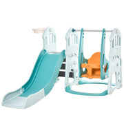 EasyComfort Scivolo 3 in 1 per Bambini con Altalena Regolabile, Canestro e Palle per Cameretta e Giardino, 149x186x98cm, Blu e Arancione