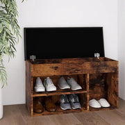 Panca Porta Scarpe Cuscino-Sgabello-Panca Scarpiera Rovere Fumo 80x30x47cm Multistrato