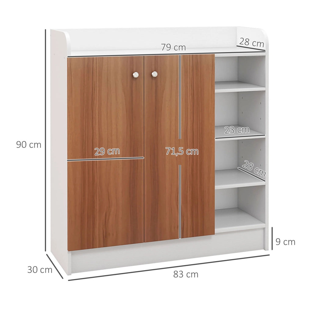 Armadio Scarpiera Moderno con 2 Ante e Ripiani Regolabili per 12 Paia di Scarpe ¨C Zephmum ¨C 83x30x90 cm Legno Naturale