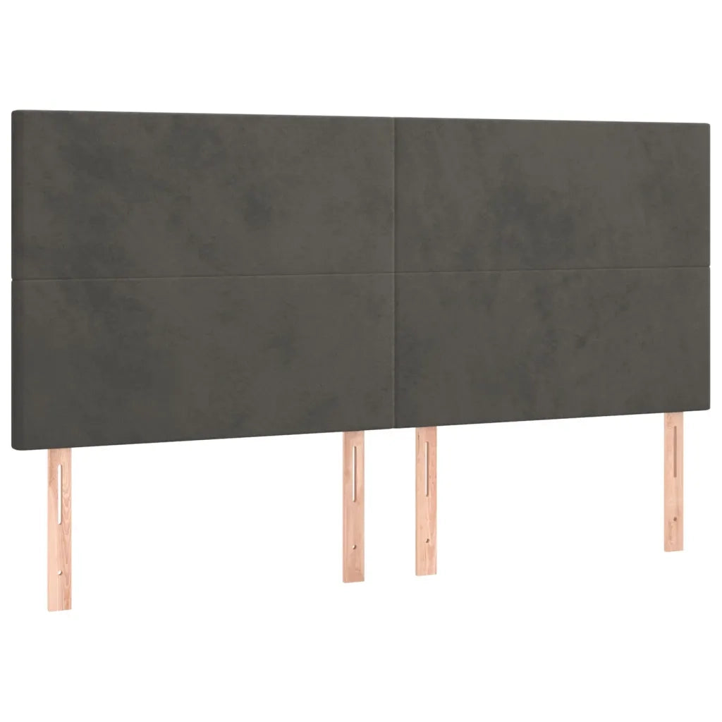 Testiera | Testata Grigio Scuro 200x5x118/128 cm Velluto