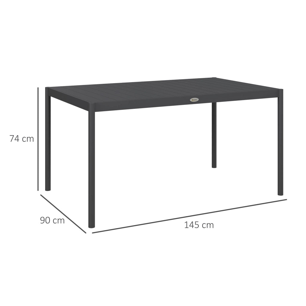 Tavolo da Giardino in Alluminio ¨C zephmum ¨C Grigio Scuro 145x90x74 cm
