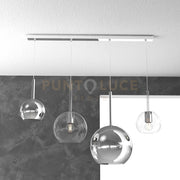 SOSP. CROMO RETTANGOLARE 4 LUCI VETRI (1 GRANDE CR+1 MEDIO TR +2 PICCOLO(1X CR+1X TR) 1155CR-S4 RMIX-TC
