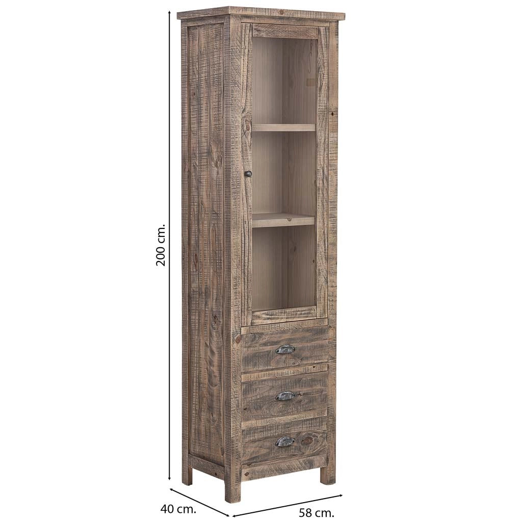 Vetrina in legno marrone con un'anta 58x40x200h cm