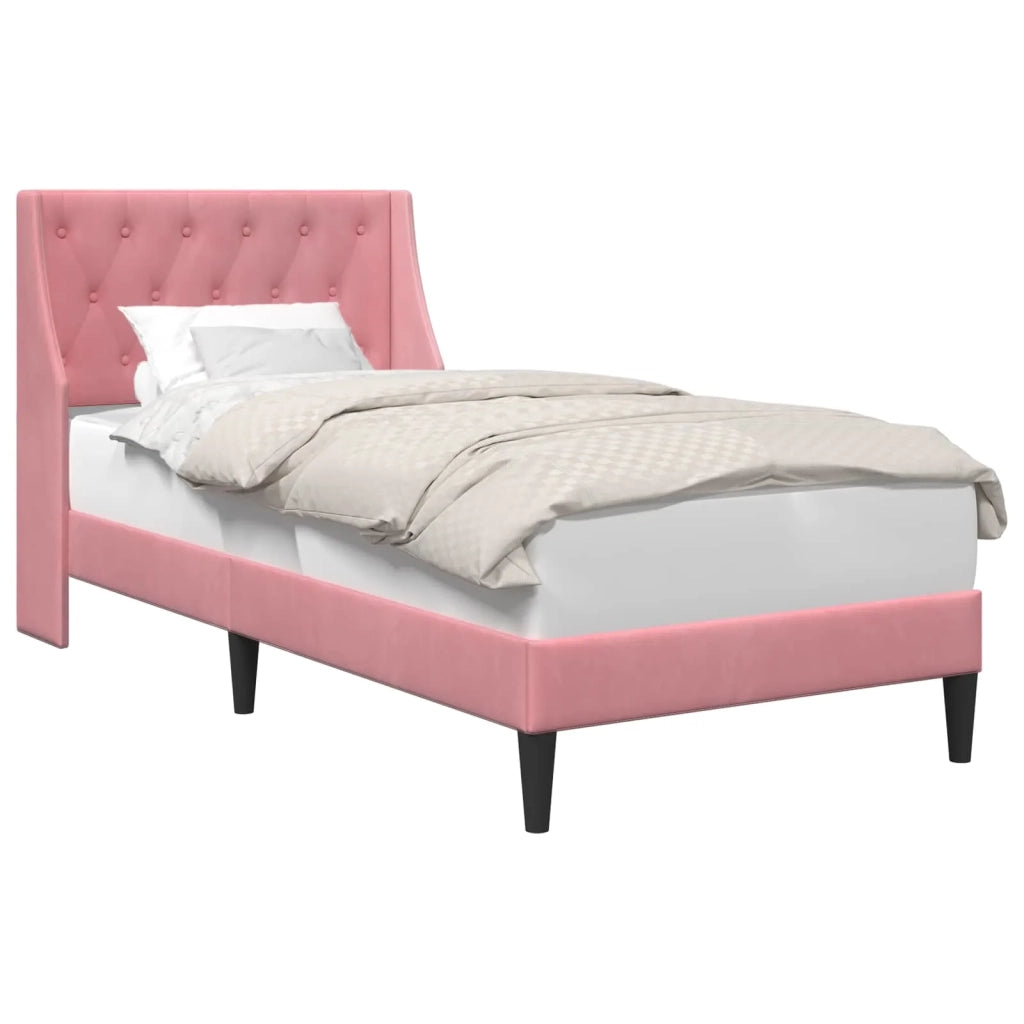 Struttura del letto con testiera Rosa 100 x 200 cm Velluto