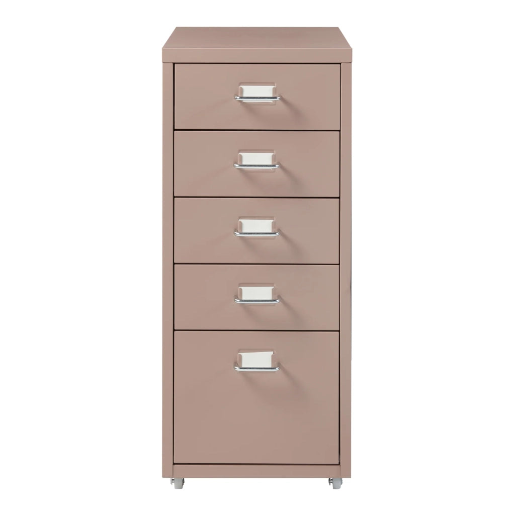 Mobiletto da ufficio mobile contenitore su ruote con 5 cassetti 69 x 28 x 41 cm marrone chiaro 03_0009102