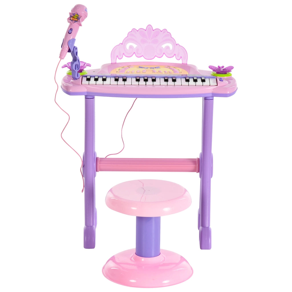 Piano Giocattolo per Bambini con Microfono e Sgabello ¨C Zephmum ¨C Rosa