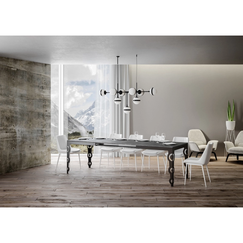 Tavolo allungabile 90x180/284 cm Karamay Evolution telaio Antracite - Cemento
