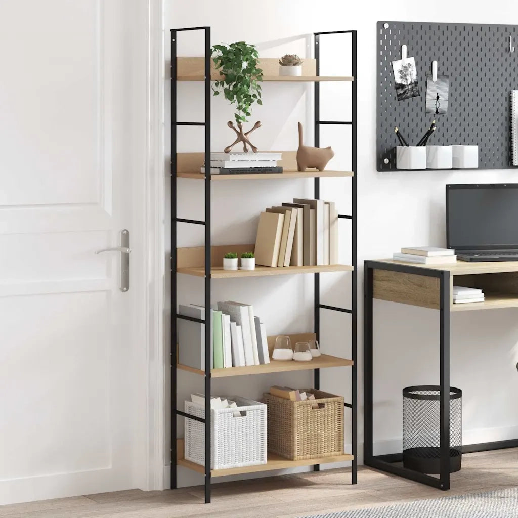 Scaffale Libri 5 Ripiani Rovere 60x27,6x158,5 Legno Multistrato 288227
