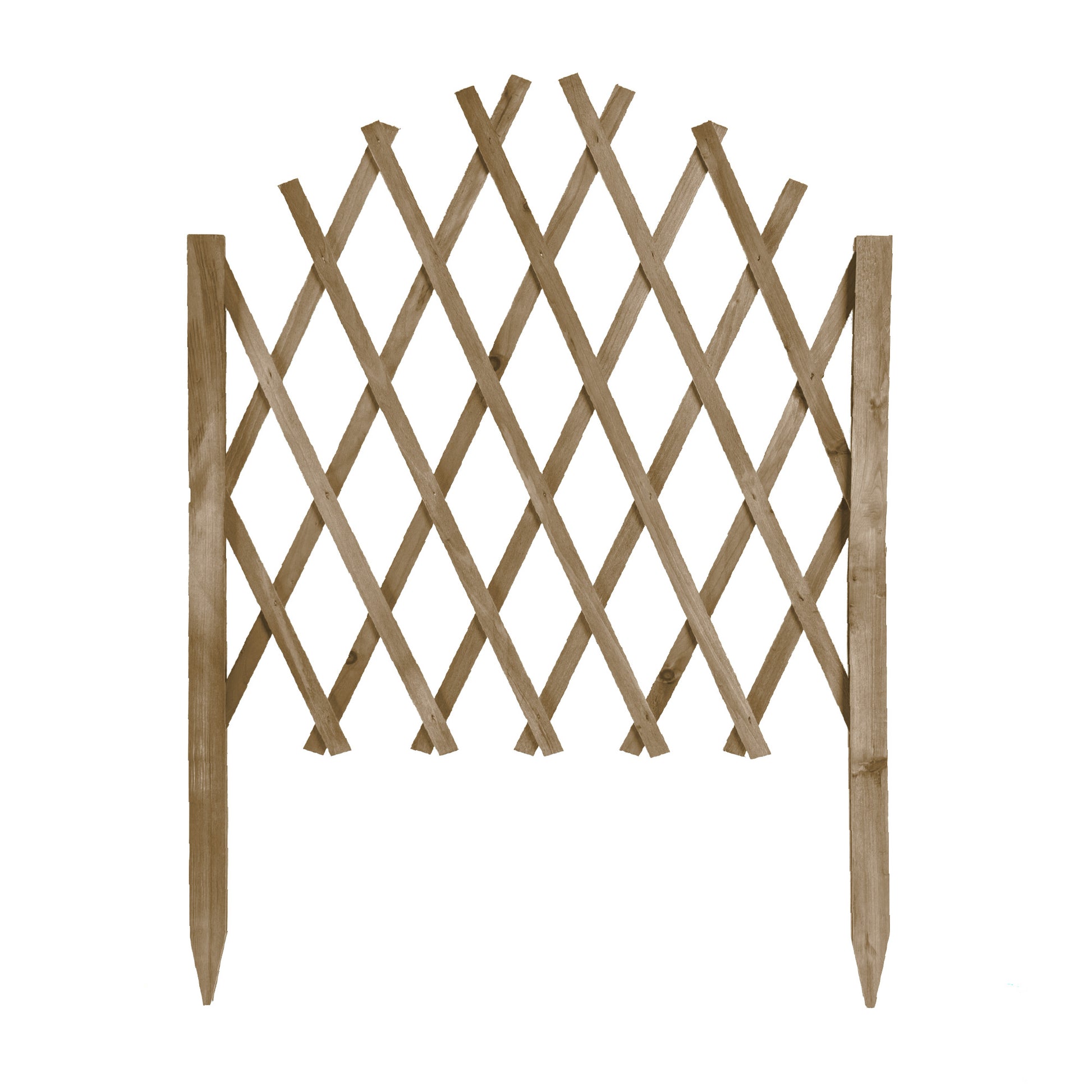 Recinzione Estensibile in Legno a Griglia 117x65 cm con Picchetti Pieghevole per Giardino e Aiuole Disponibile Verde, Naturale, Marrone Marrone