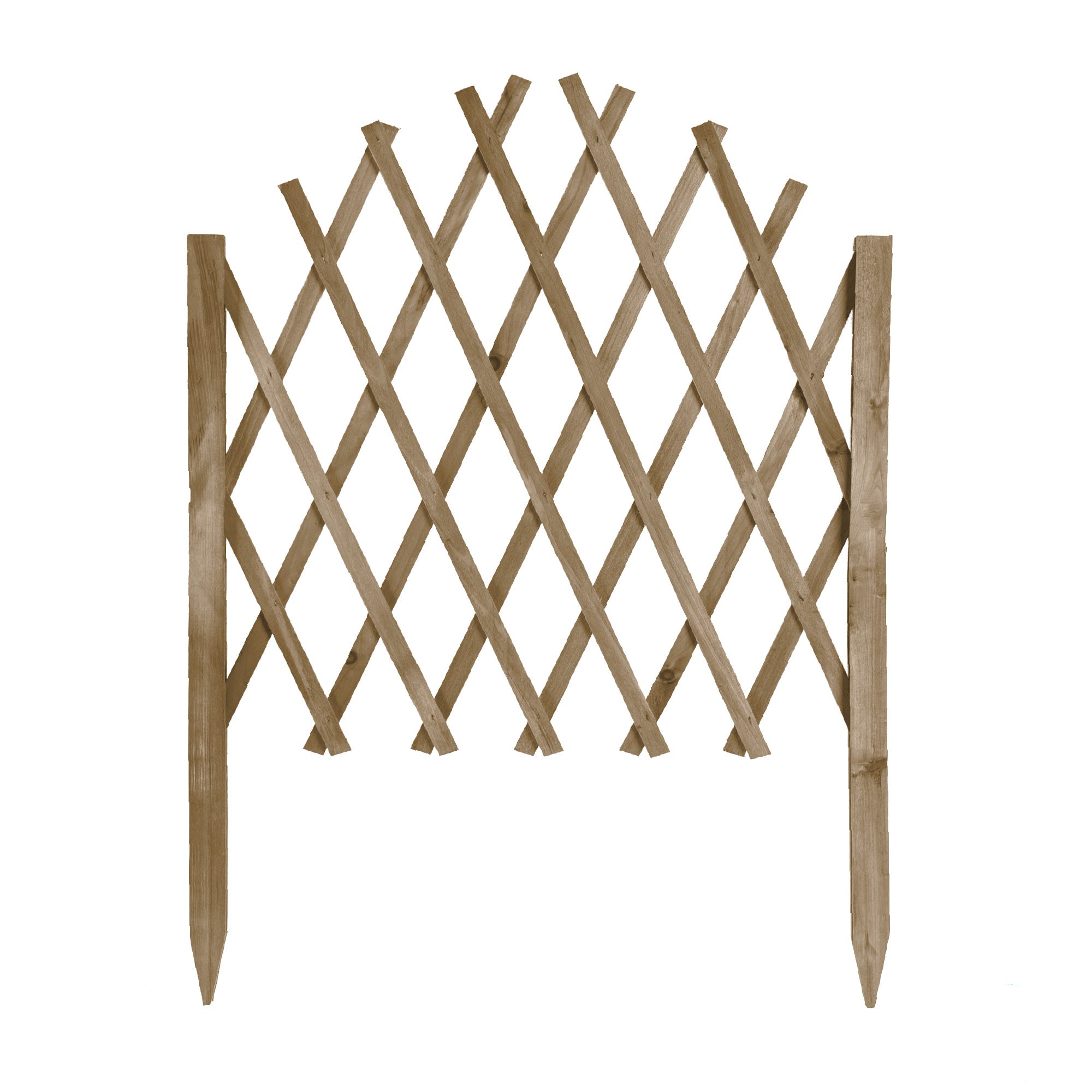Recinzione Estensibile in Legno a Griglia 117x65 cm con Picchetti Pieghevole per Giardino e Aiuole Disponibile Verde, Naturale, Marrone Marrone