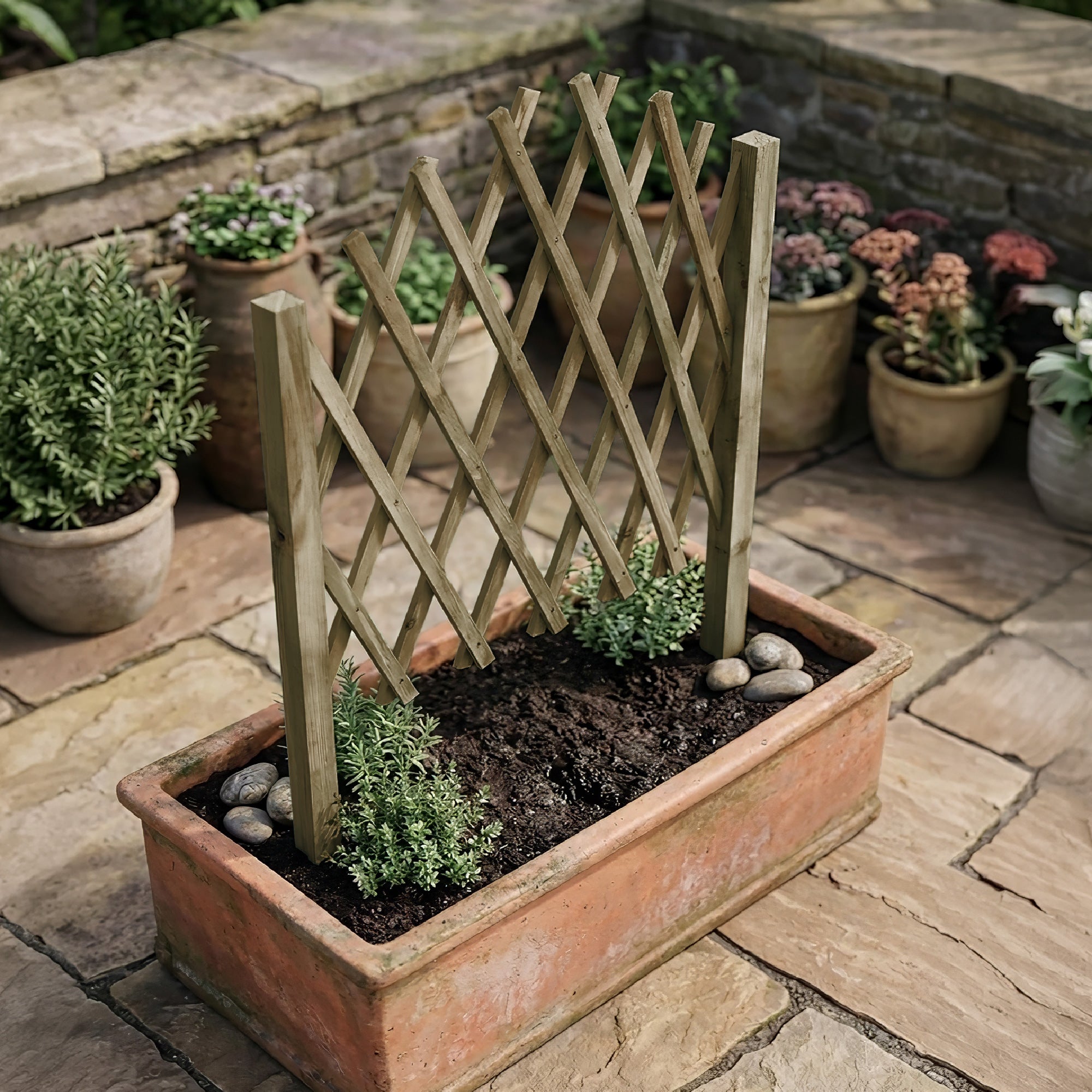 Recinzione Estensibile in Legno a Griglia 117x65 cm con Picchetti Pieghevole per Giardino e Aiuole Disponibile Verde, Naturale, Marrone Marrone
