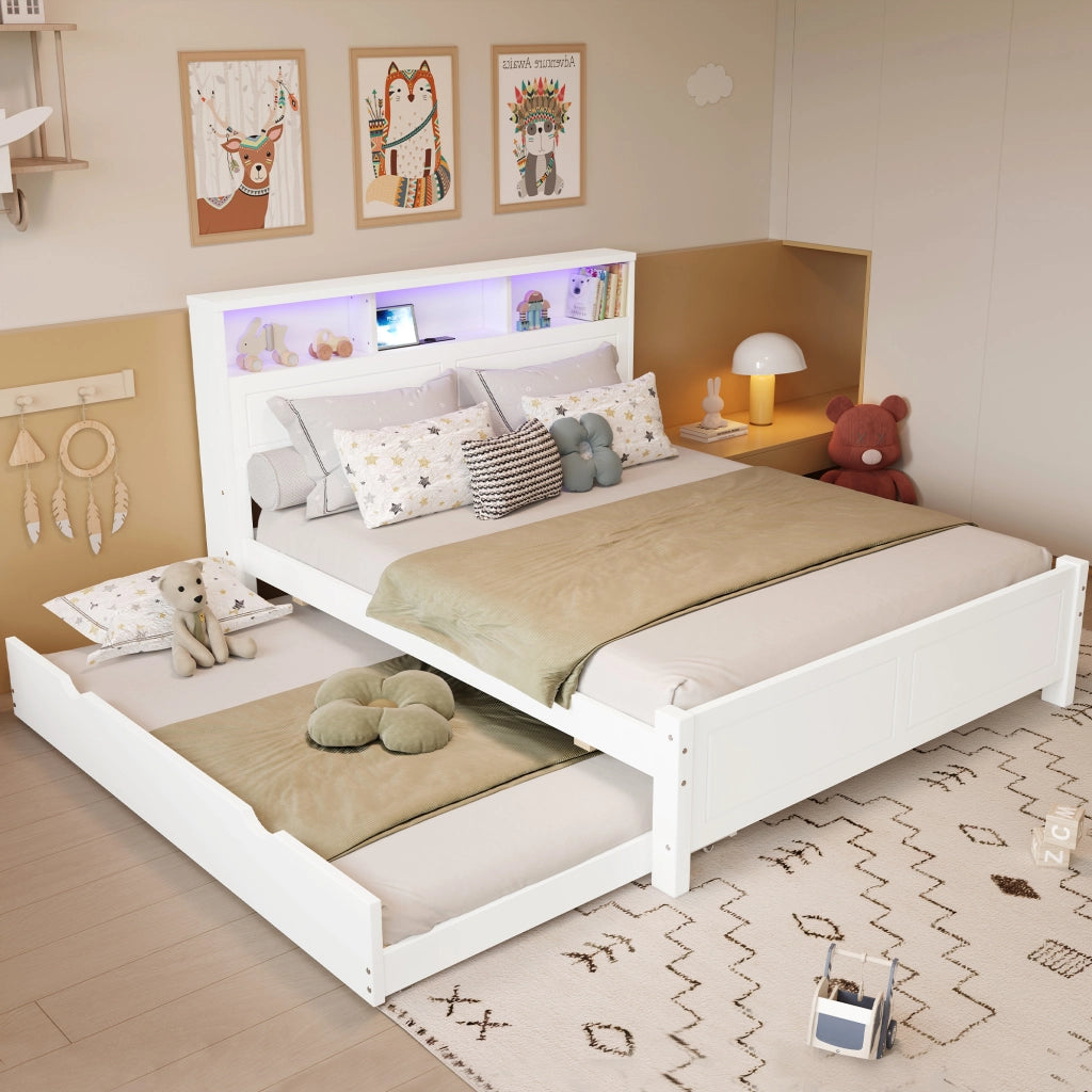 LETTO MATRIMONIALE CON LETTO ESTRAIBILE 120x200&90x190 cm BIANCO