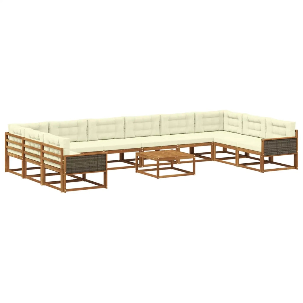 Set di divani da esterno con cuscino 11 pcs Naturale e Crema 3382938