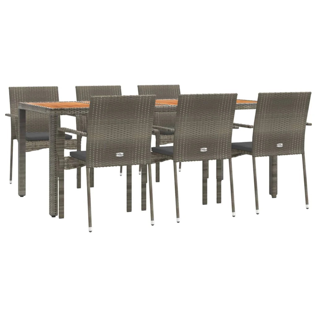 Set da pranzo da giardino in rattan grigio da 7 pezzi e cuscini 02_0014895