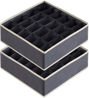 Set di calze 2 pezzi, organizzatore di cassetti per intimo, 24 contenitori, organizzatore di armadio, organizzatore di tavolo per vestirsi, scatole per riporre abiti, intimo e cravatte, grigio