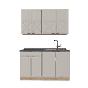 Cucina completa Fame-Line GrigioBeige/Rovere dorato 140 cm, PL Antracite Vicco