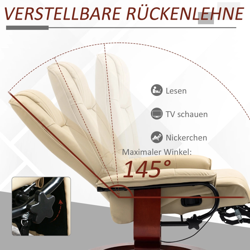 Poltrona relax reclinabile in similpelle ¨C zephmum ¨C 78x87x100 cm, crema