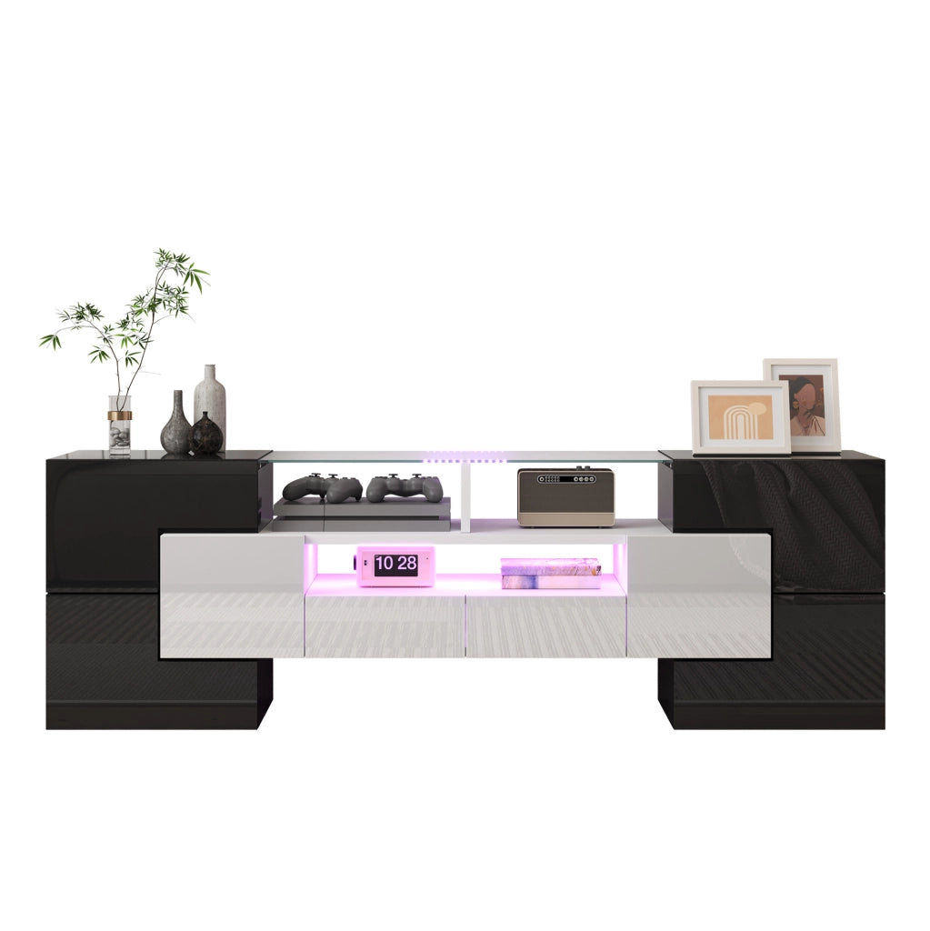 Mobile TV 145x30x51 cm con illuminazione LED multicolore e ampio spazio contenitivo
