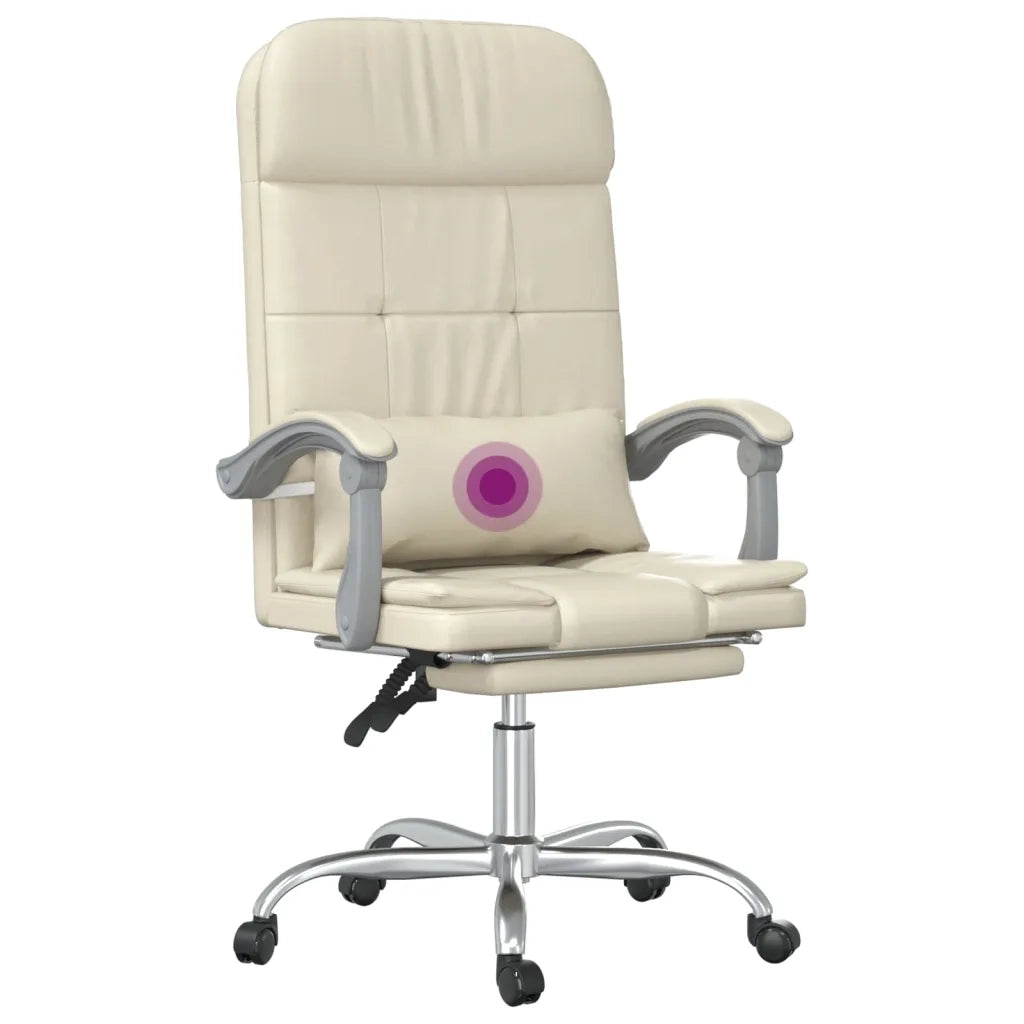 Poltrona da Ufficio Massaggiante Reclinabile Crema Similpelle cod mxl 9344
