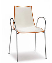 SET 2 SEDIE ZEBRA BICOLORE CON BRACCIOLI IN POLIMERO e STRUTTURA ACCIAIO MADE IN ITALY COLORATE