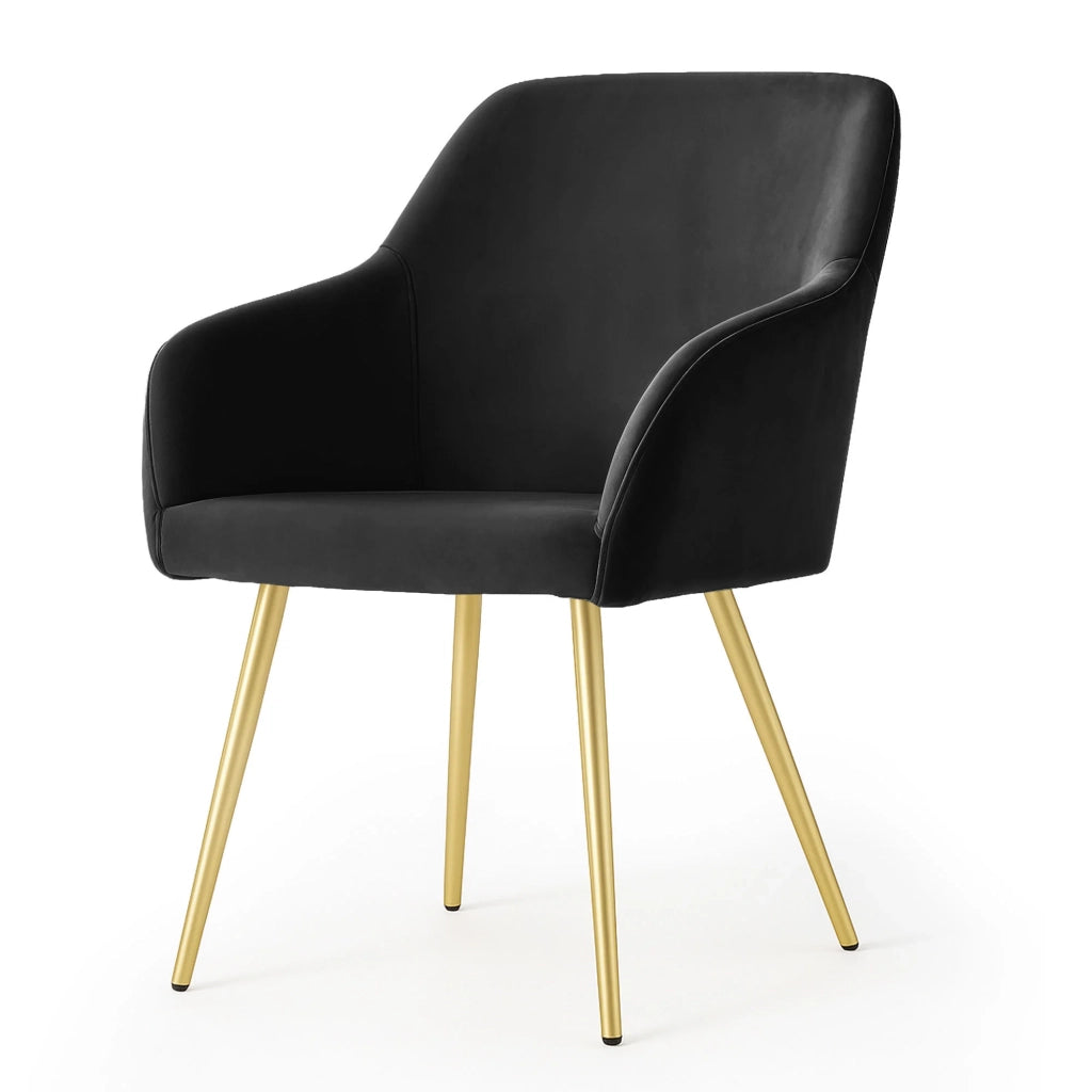 Set di 6 Sedie in velluto liscio ESTELLE Nero gambe oro