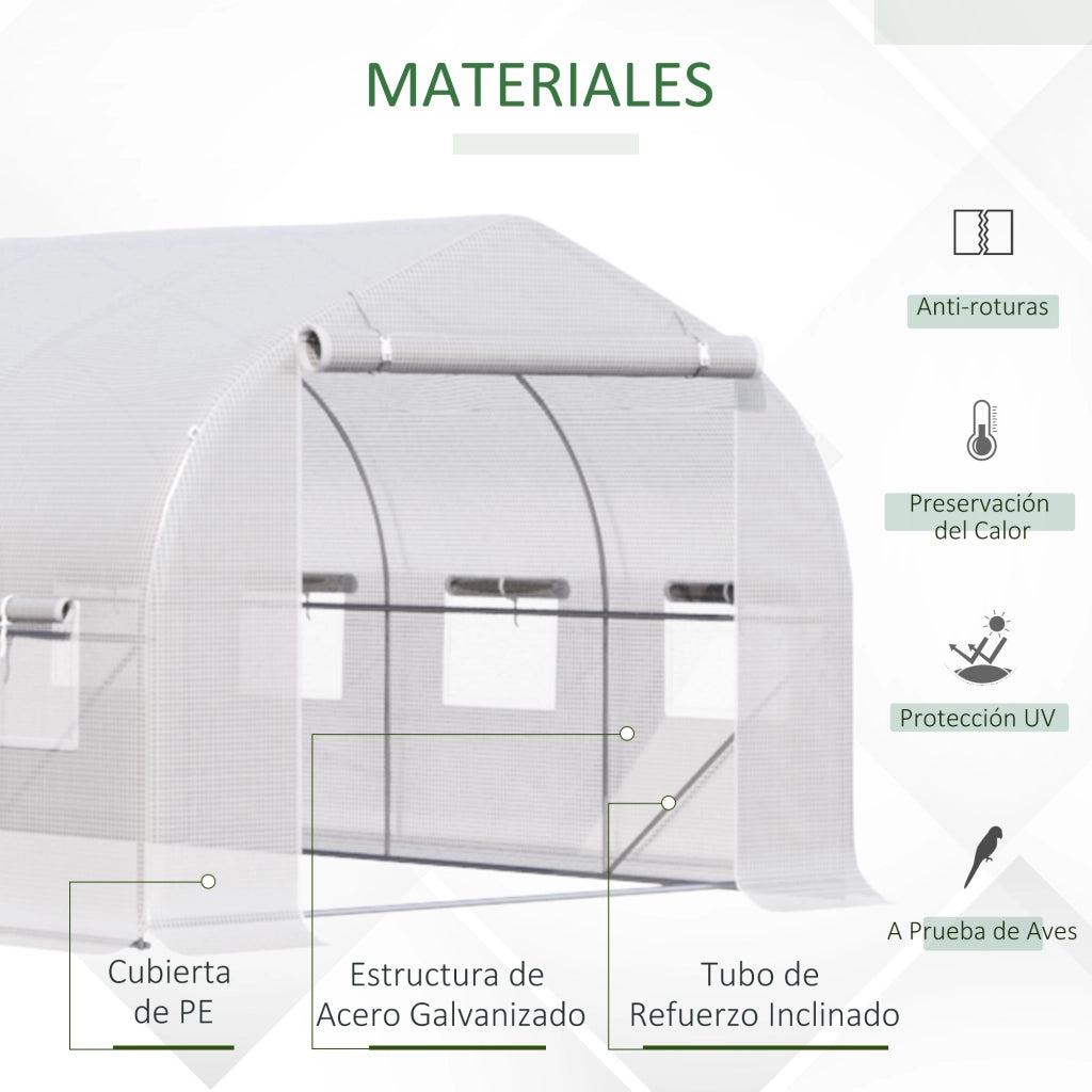 Serra Tunnel 4x2x2 m con 8 Finestre e Porta ¨C Zephmum ¨C Verde