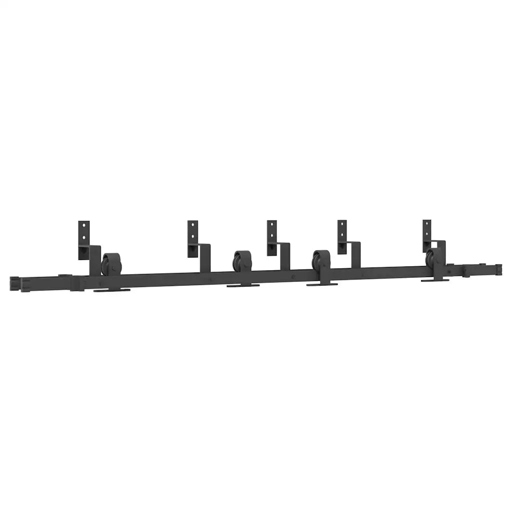 Kit di Binari per Porte Scorrevoli 200 cm Acciaio Nero CFW3646264