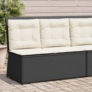 vidaXL Panca Reclinabile da Giardino con Cuscini Nera in Polyrattan