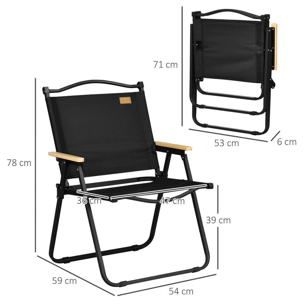Sedia per Esterni Pieghevole 54x59x78 cm Seduta in Tessuto Oxford e Acciaio  Nero