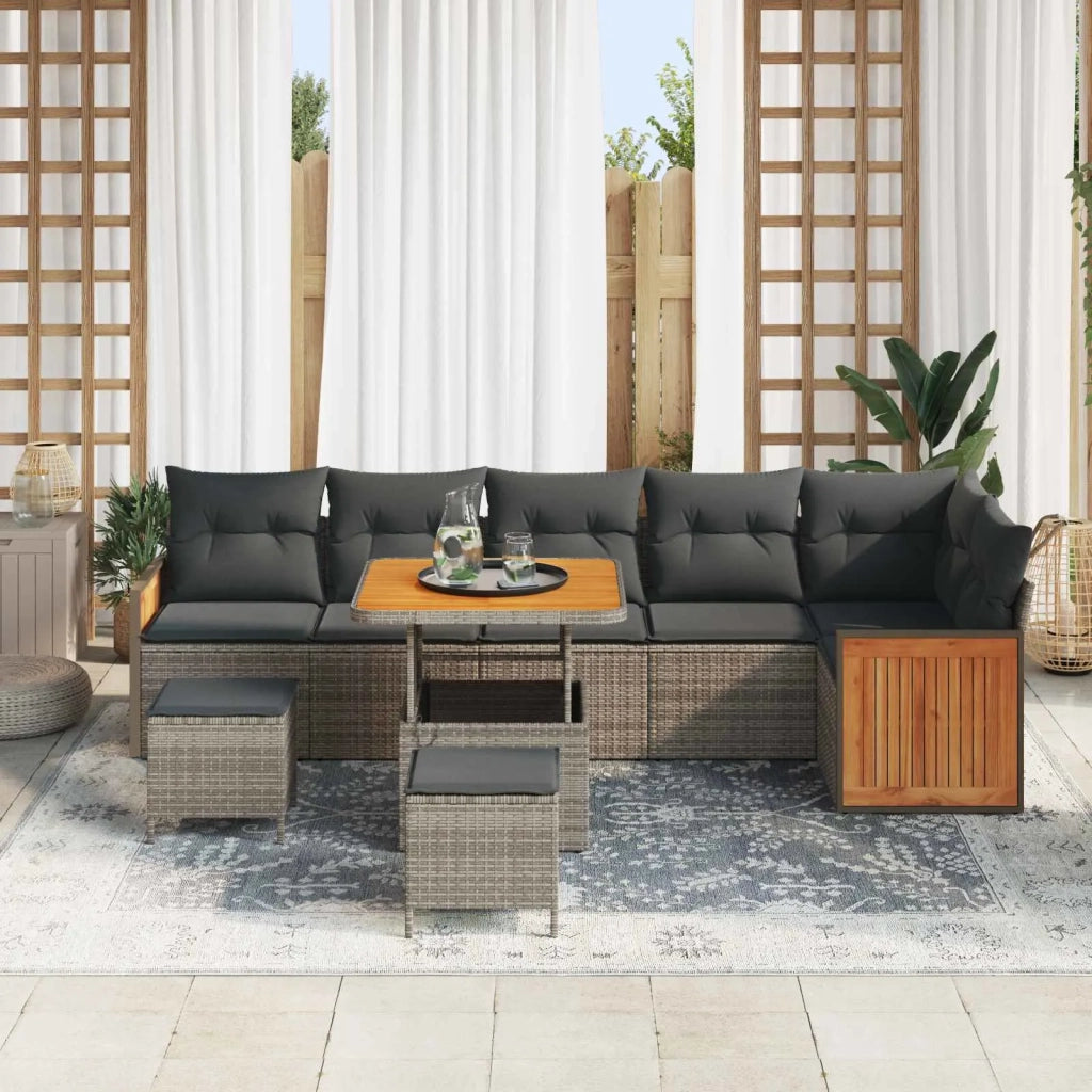 Set Divano da Giardino con cuscino 9 pcs Grigio 3363193