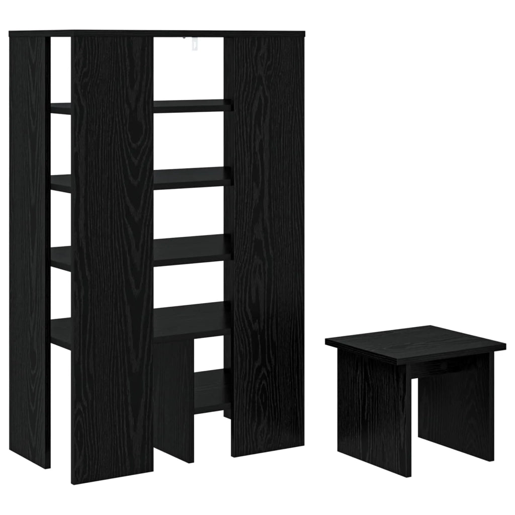 Mobile per scarpe 2 pz-Set di 2 Scarpiera Rovere Nero Legno multistrato