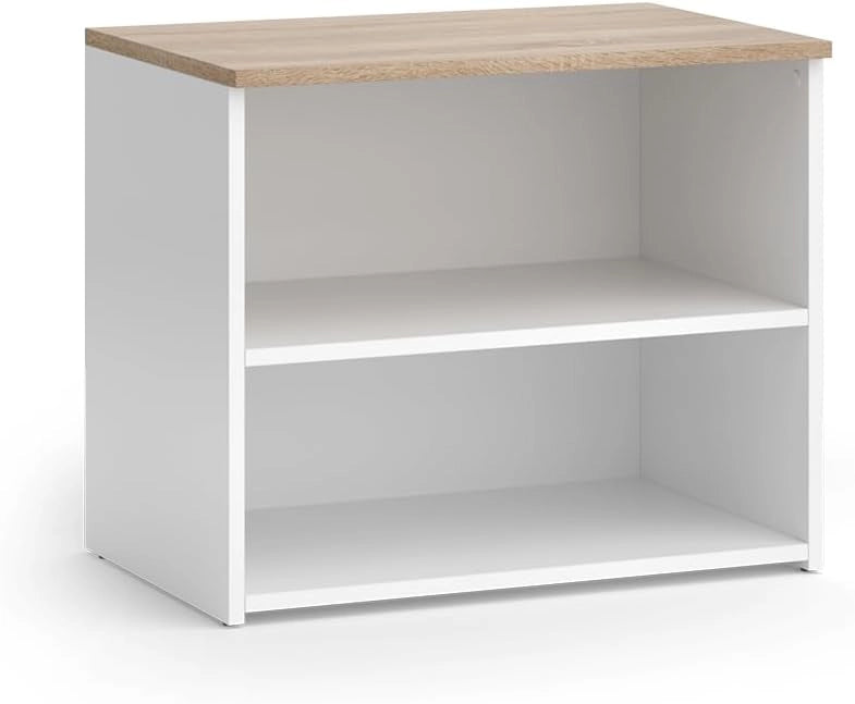 Mobile tv Wido, Bianco/Sonoma, 60 x 50 cm con 2 scomparti, adatto come supporto TV con passacavi