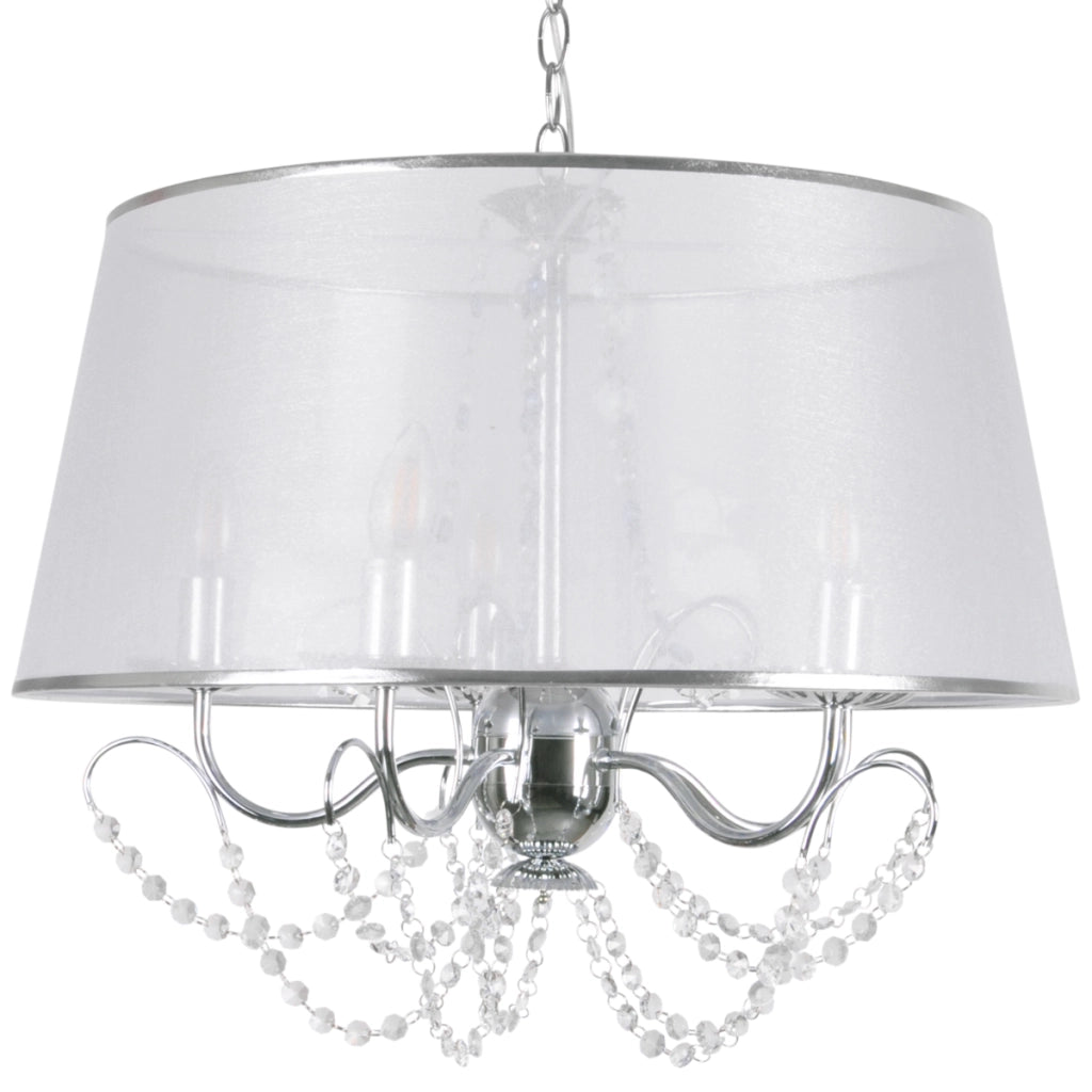 Lampadario Abbazia Polux 5xE14 cromato bianco Ø56cm