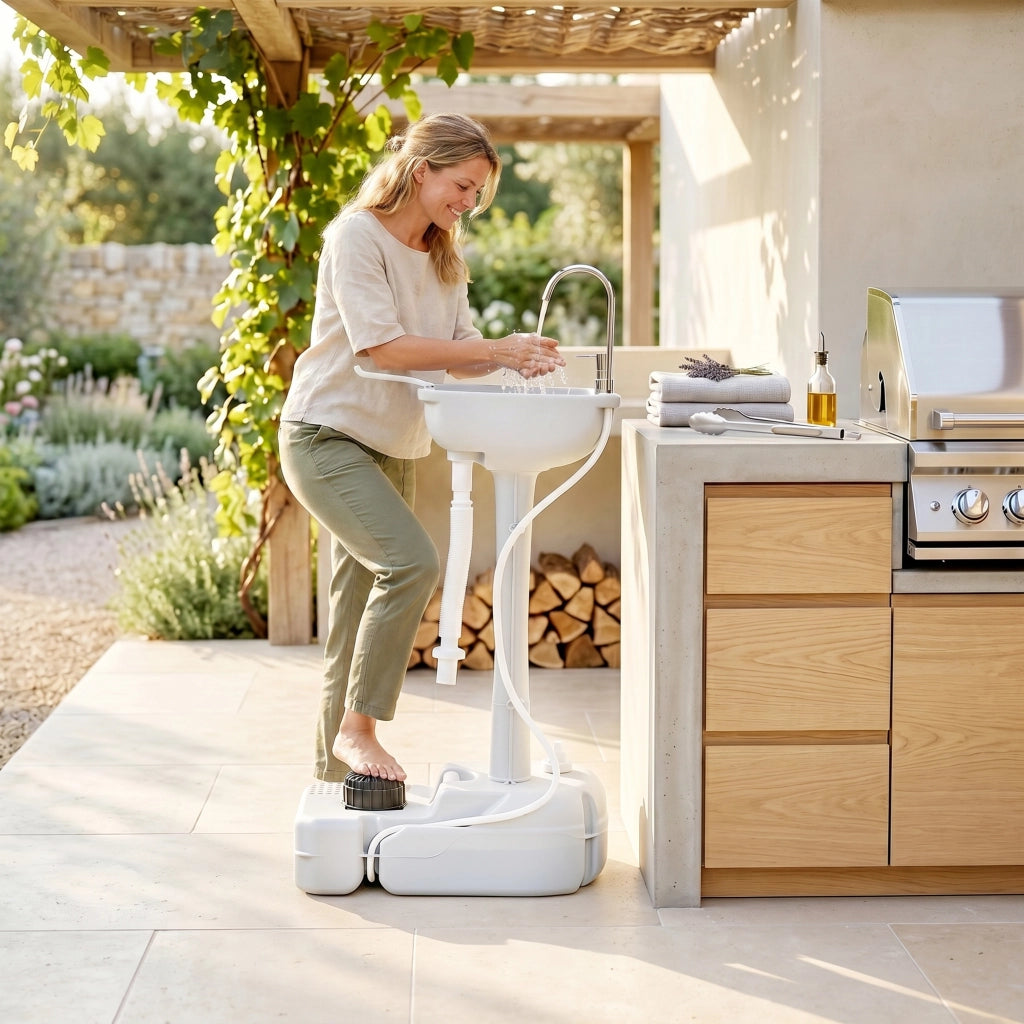 Lavabo mobile con ruote ¨C zephmum ¨C bianco 51x33.5x103 cm
