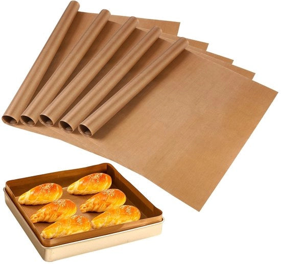 5 pezzi di carta da forno permanente per forno 40x60cm con superficie Teflon, per stirare abiti, carta da forno premium duratura, matita per griglia per forno, per stirare abiti, per trasferire disegni e altri progetti di fai da te