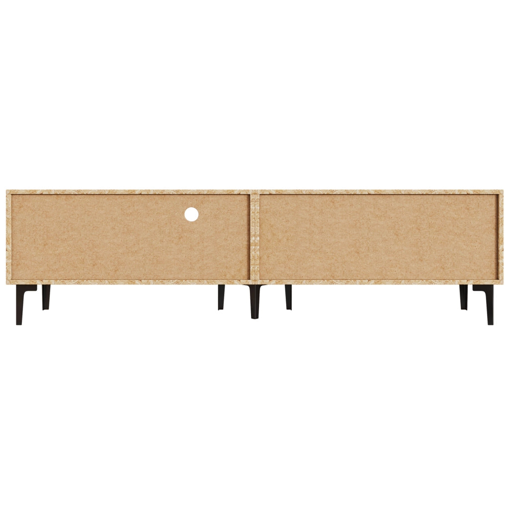 Mobile TV 180x35x49 cm con 3 ante e ripiani, rovere e nero