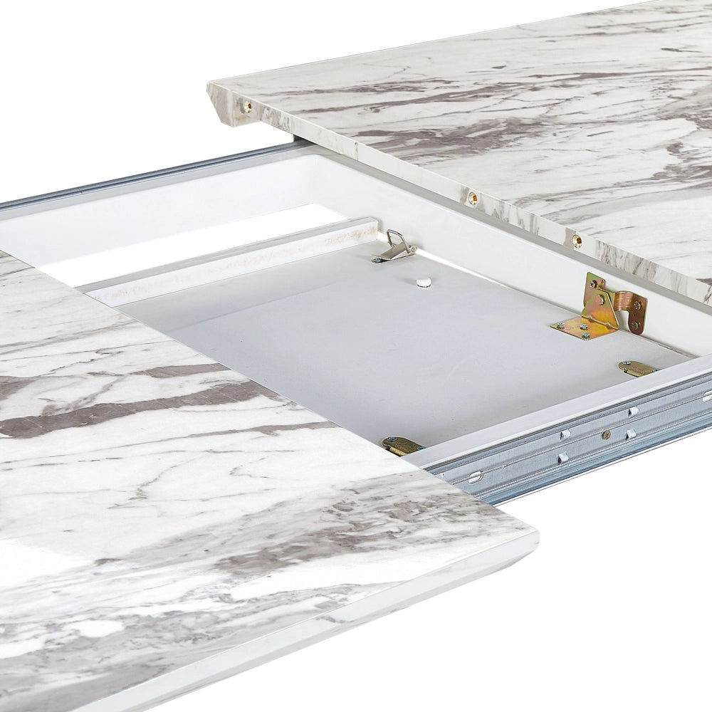 Tavolo da Pranzo MDF Effetto Marmo Gambe Ferro dorato Piano Allungabile Rettangolare 160/200 x 90 cm