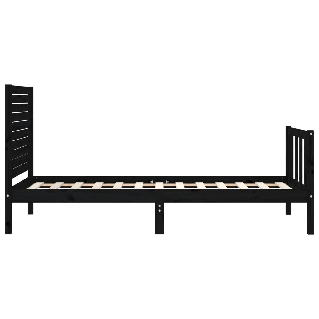 Giroletto con Testiera Nero Small Single in Legno Massello 3193170