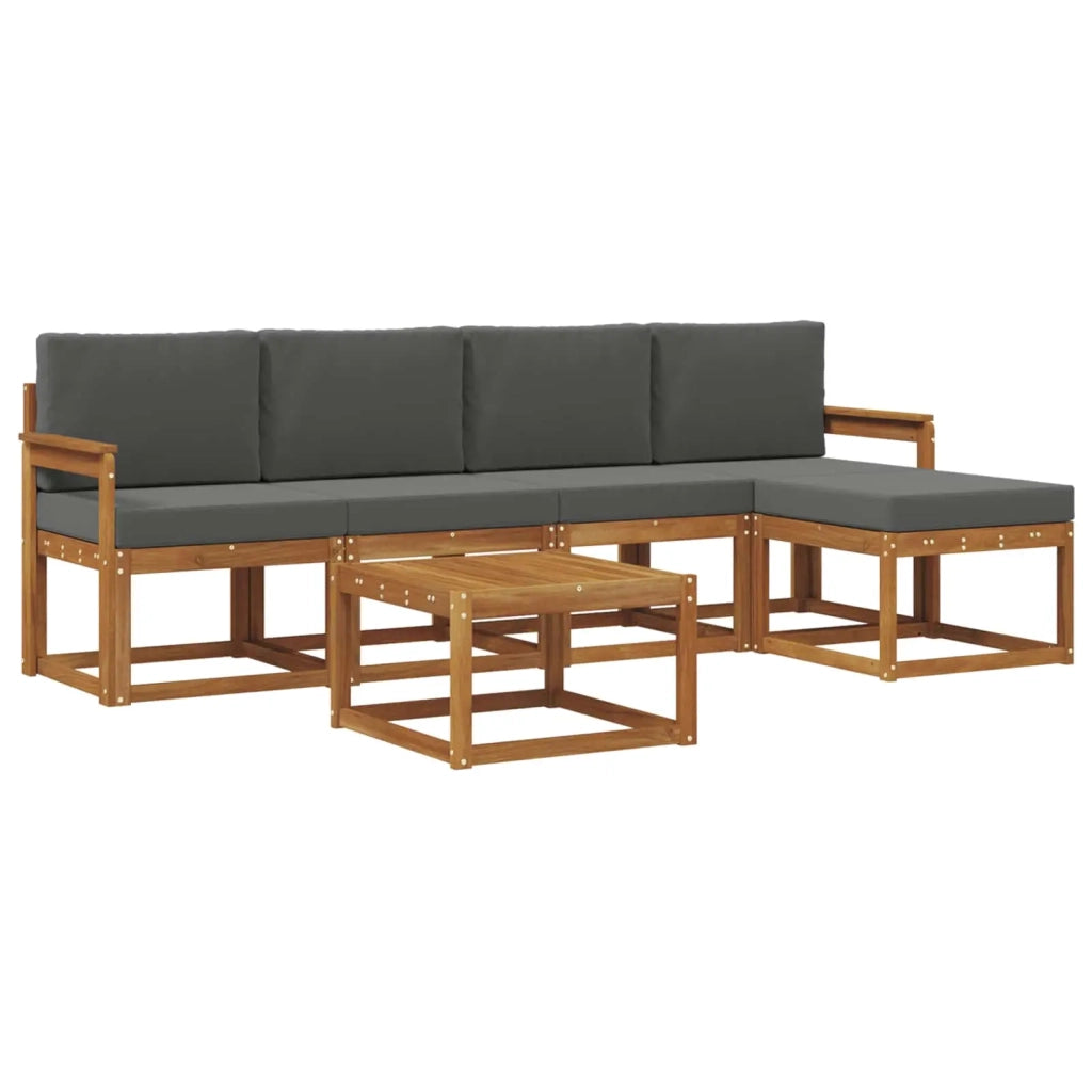 Set di divani da esterno con cuscino 6 pcs Naturale e Antracite